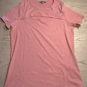 White Birch Pink Short Sleeve Ribbed Top
